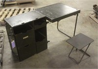 Military Desk & Stool, Approx 51"x24"x27"