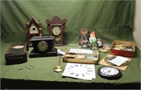 (4) Vintage Mantle Clocks, Assorted Clocks &