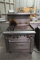 Garland Gas Range with 2-Burners & 24" Flat Grill