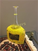 Yellow Signed Glass Bottle - 10"
