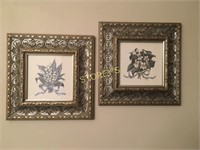 Pair of Framed Flower Pictures - 11"