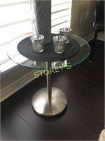 Round Glass Top Side Table - 20 x 22