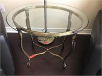Glass Top Oval Side Table - 28 x 22 x 25
