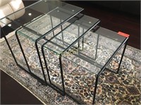 3 Glass Top Black Nestled Coffee Tables