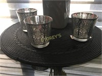 3 Candle Holders & Mat