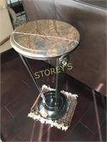 Marble Top Lion Head Side Table - 12 x 24