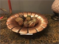 12" Decorative Bowl with Pinecones
