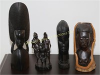 FOUR WOODEN AFRICAN CARVINGS
