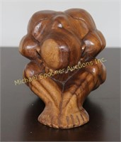WOOD CARVING - CROSS LEGGED MAN WITH HEAD IN HANDS