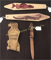 FOUR WEST COAST NATIVE WOOD CARVINGS