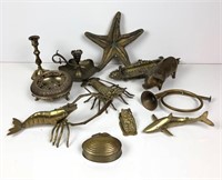 Assortment of Brass Figurines and More