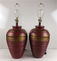 Pair of Urn Style Pottery Lamps
