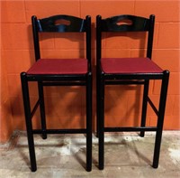 Wooden Bar Stools with Upholstered Seat