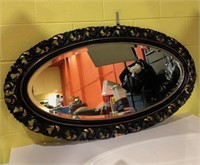 Ornately Framed Oval Beveled Mirror