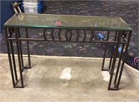 Glass Top Console Table with Metal Base