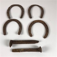 Antique Horse Shoes and Railroad Spikes