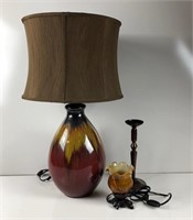 Pair of Lamps and Candle Stick
