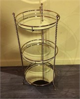 Brass Plant Stand with Mirrored Shelves