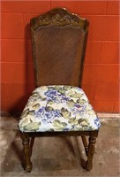 Cane Back Side Chair with Upholstered Seat