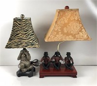 Pair of Lamps with Monkey Bases