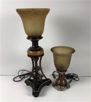 Pair of Lamps with Glass Bell Shades