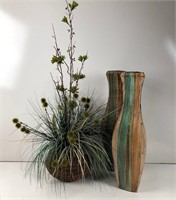Metal Vases and a Wicker Planter