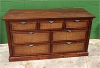 Wooden Dresser with Wicker Insets