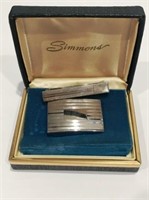 SIMMONS STERLING BUCKLE AND TIE CLIP