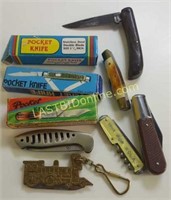 8 Pocket Knives, and key chain knife,