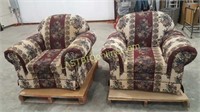 Matching overstuffed upholstered chairs