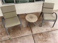 3pc Padded Patio Chairs, Side Table