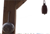 Tin Metal Patio Bell, Patio Hanging Saucepot Decor