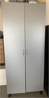 Large 85" Laminate Two Door Storage Cabinet - Gray