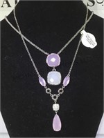 2 STERLING NECKLACES  W/ OPAQUE GEMSTONES
