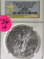 2012 (W) NGC MS69 SILVER AMERICAN EAGLE
