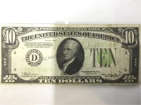 1934 $10 GREEN SEAL FEDERAL RESERVE NOTE