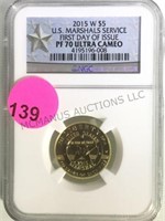 2015 W $5 GOLD COIN, NGC PF70 ULTRA CAMEO