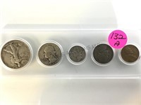 1944 5 COIN SILVER YEAR SET