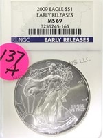 2009 NGC MS69 SILVER AMERICAN EAGLE
