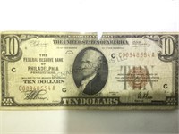1929 $10 RED SEAL NATIONAL CURRENCY NOTE
