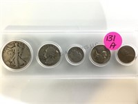 1947 5 COIN SILVER YEAR SET