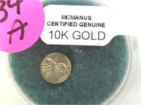 10K GOLD MINIATURE LINCOLN PENNY