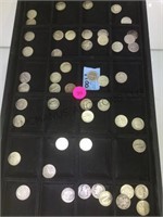 TRAY OF 50 MERCURY & ROOSEVELT SILVER DIMES