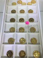 TRAY OF (20) GOLD-PLATED KENNEDY HALF DOLLARS