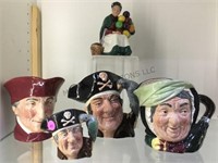 COLL OF ROYAL DOULTON TOBY MUGS &  STATUE