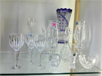 8 PIECE SET OF CRYSTAL STEMWARE, CANDLE HOLDERS