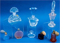 Vintage Crystal and Colored Glass Perfume Bottles