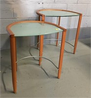 Pair Of Modern Glass Top Stacking Side Table