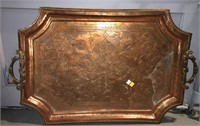 Large Copper Double Handled Tray