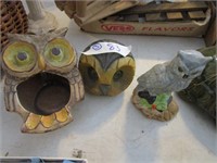 Alabaster Owl (painted), Owl Ashtray, Ceramic Owl